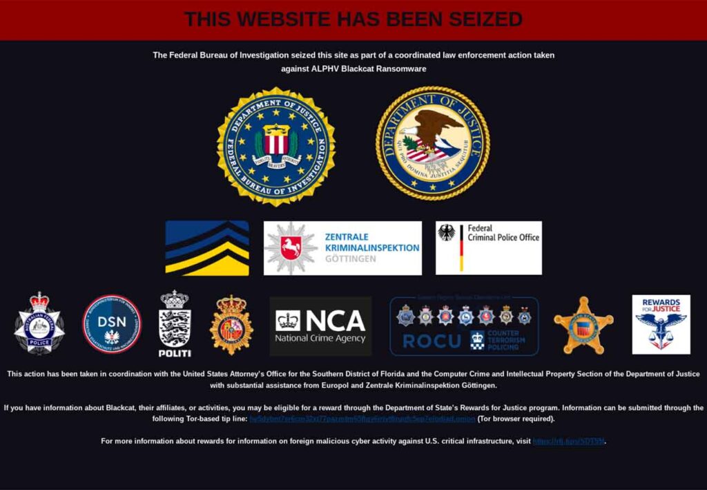 Seized ALPHV's website